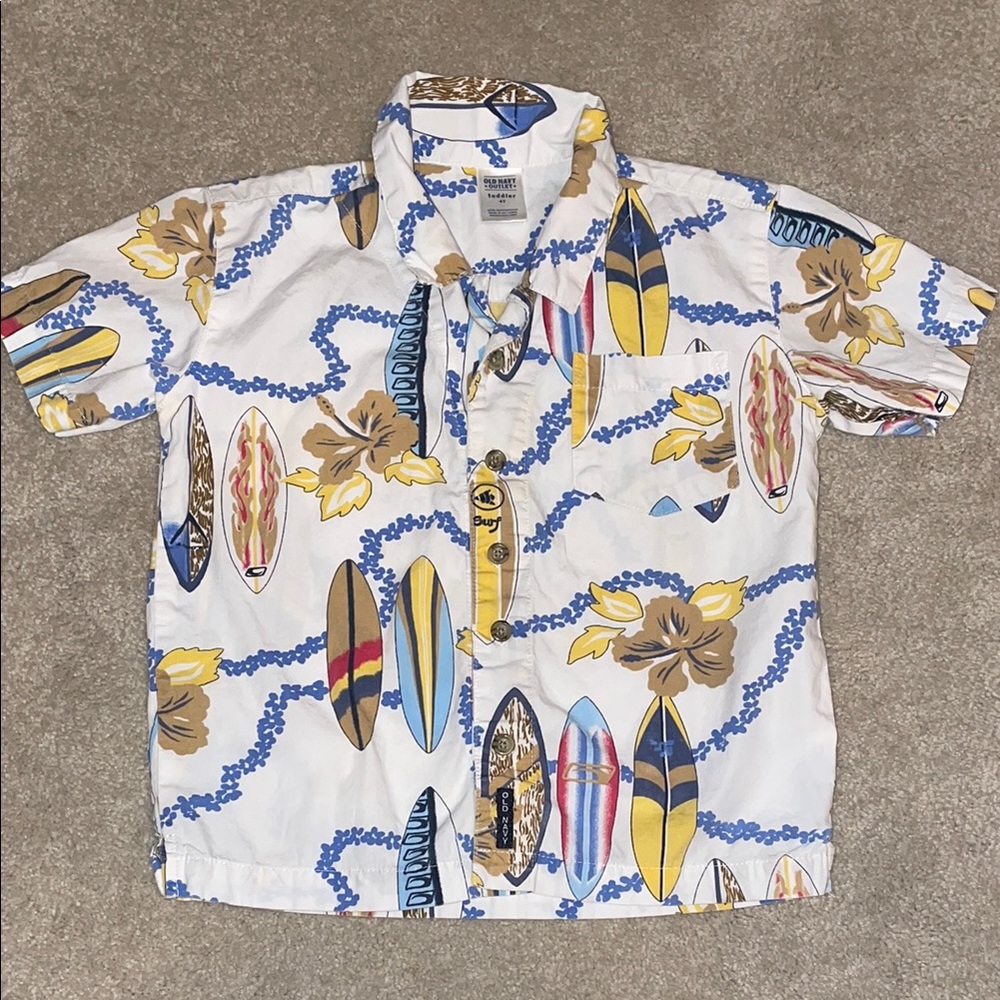 Surfboard Print Button Up Shirt